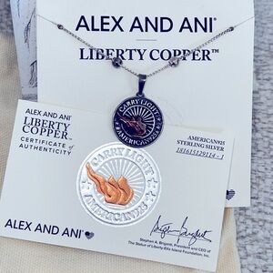 NWT Alex and Ani Liberty Copper expandable necklace sterling silver
